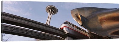 Low Angle View Of The Monorail And Space Needle, Seattle, Washington State, USA Canvas Art Print - Seattle Art