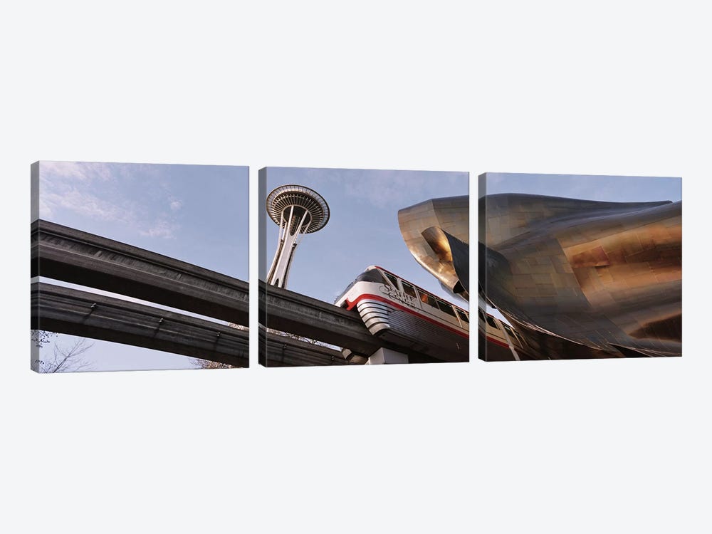 Low Angle View Of The Monorail And Space Needle, Seattle, Washington State, USA by Panoramic Images 3-piece Art Print