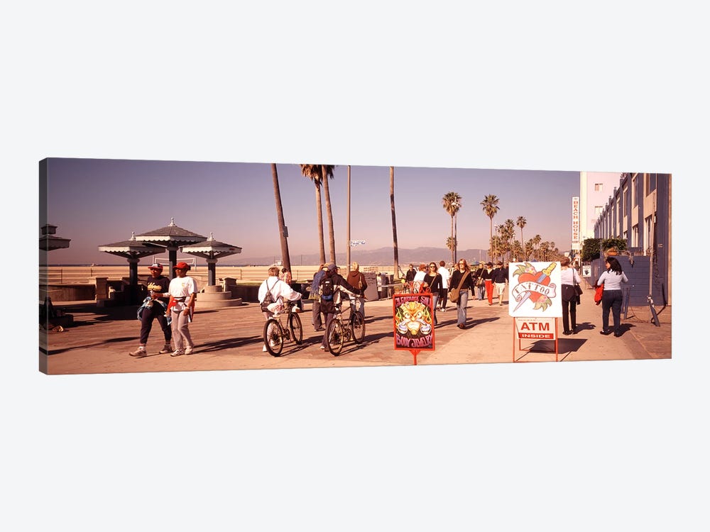 People Walking On The Sidewalk, Venice, Los Angeles, California, USA by Panoramic Images 1-piece Canvas Wall Art