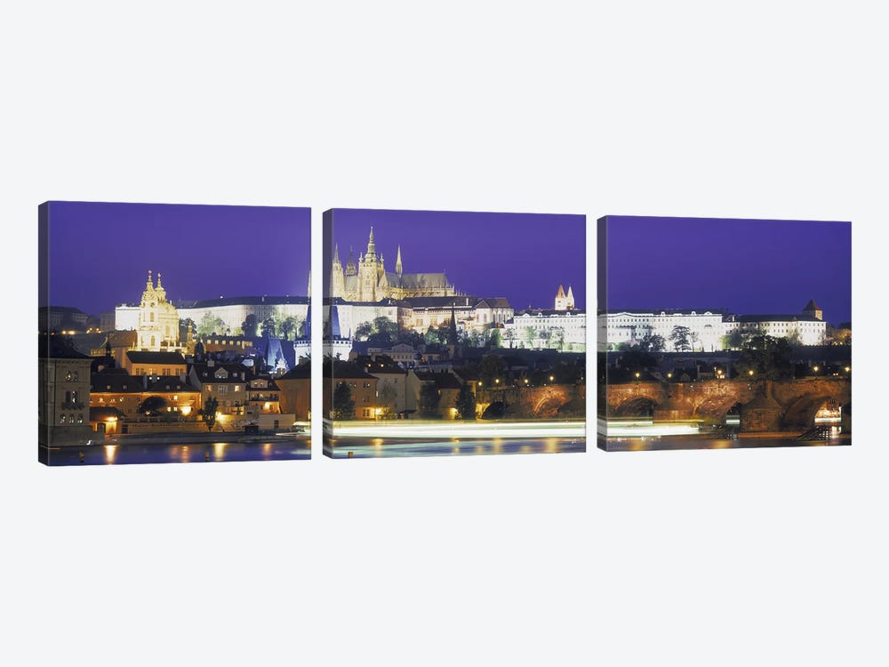 Hradcany Castle and Charles Bridge Prague Czech Republic by Panoramic Images 3-piece Art Print