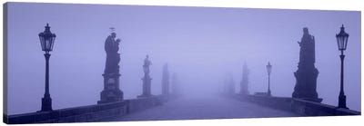 Thick Fog Over Charles Bridge, Prague, Czech Republic Canvas Art Print - Prague Art