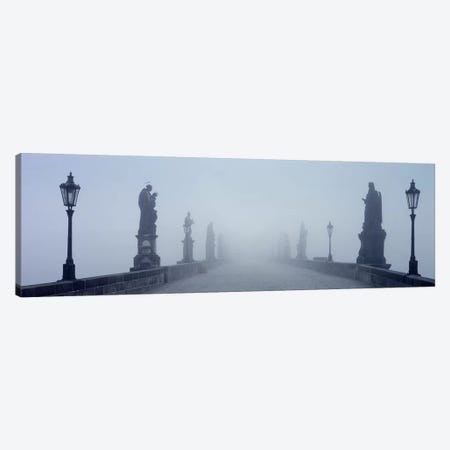 Charles Bridge in Fog Prague Czech Republic Canvas Print #PIM4290} by Panoramic Images Canvas Wall Art