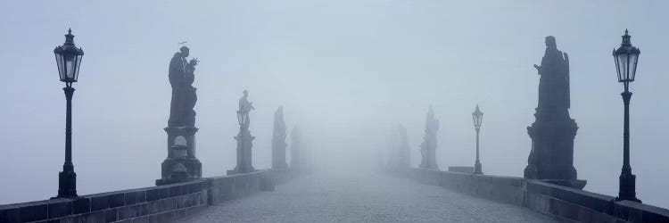 Charles Bridge in Fog Prague Czech Republic