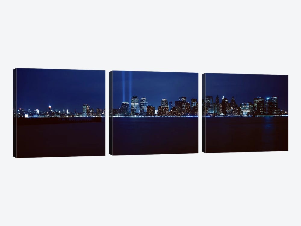Downtown Skyline At Night, Lower Manhattan, New York City, New York, USA by Panoramic Images 3-piece Canvas Print