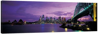 Sydney Harbor At Night, Sydney, New South Wales, Commonwealth Of Australia Canvas Art Print - New South Wales Art