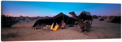 Bedouin Camp At Dusk, Sahara Desert, Tunisia, Africa Canvas Art Print - Tunisia