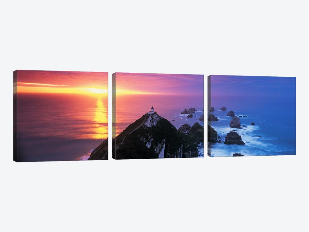 SunsetNugget Point Lighthouse, South Island, New Zealand by Panoramic Images 3-piece Canvas Print