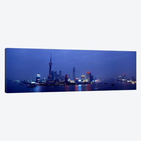 Skyline At Dusk, Lujiazui, Pudong, Shanghai, China Canvas Print #PIM4318} by Panoramic Images Canvas Print