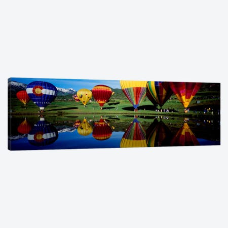 Reflection of hot air balloons in a lake, Snowmass Village, Pitkin County, Colorado, USA Canvas Print #PIM431} by Panoramic Images Art Print