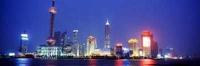 Skyline At Dusk, Lujiazui, Pudong District, Shanghai, People's Republic Of China by Panoramic Images canvas print