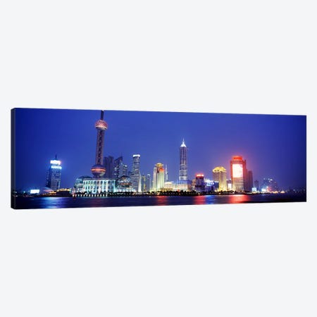 Skyline At Dusk, Lujiazui, Pudong District, Shanghai, People's Republic Of China Canvas Print #PIM4320} by Panoramic Images Canvas Artwork