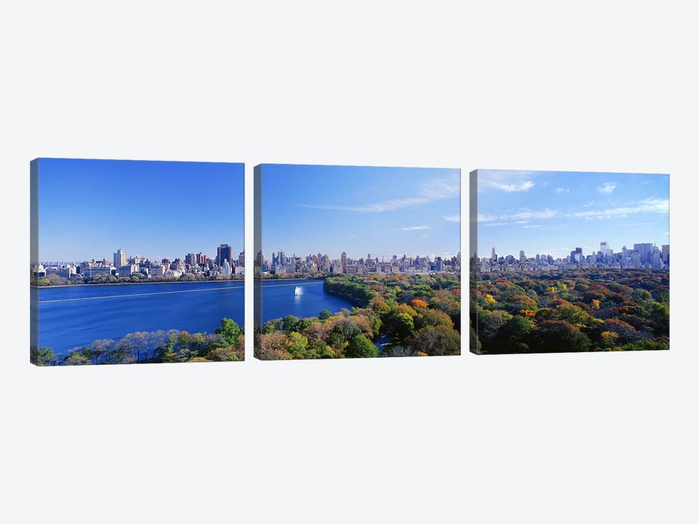 Buildings in a cityCentral Park, Manhattan, New York City, New York State, USA by Panoramic Images 3-piece Canvas Print