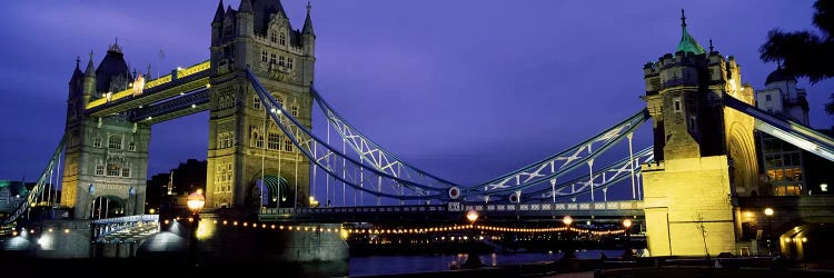 An Illuminated Tower Bridge At Night, London, England, United Kingdom