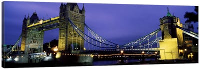 An Illuminated Tower Bridge At Night, London, England, United Kingdom Canvas Art Print - Tower Bridge