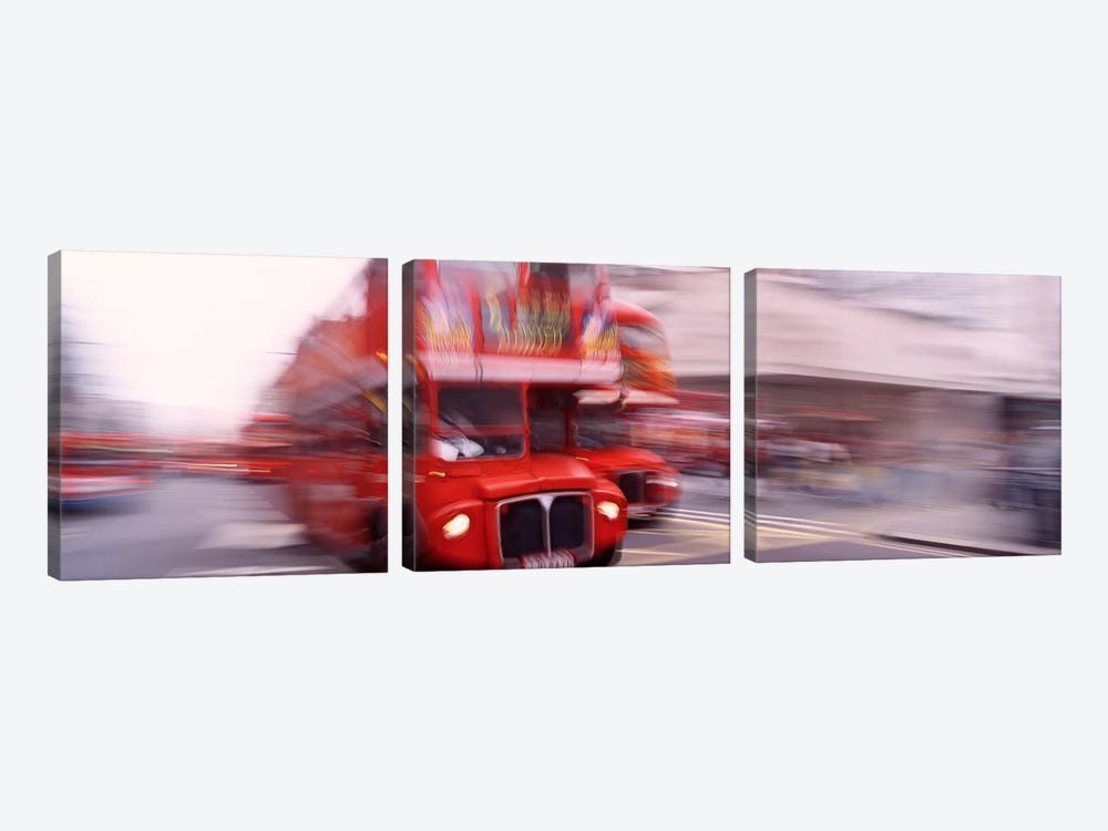 Double Decker Motion Blur, London, England, United Kingdom by Panoramic Images 3-piece Canvas Wall Art