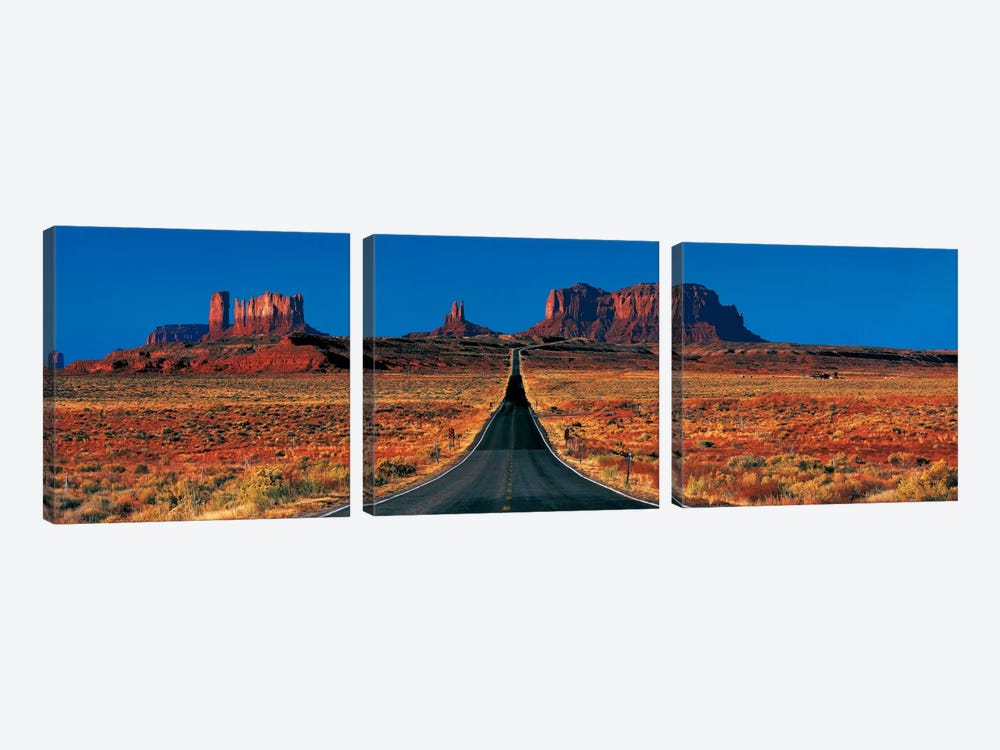 U.S. Route 163 View, Monument Valley, Navajo Nation, Arizona, USA by Panoramic Images 3-piece Art Print