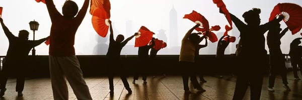 China: Morning Exercise, The Bund (Waitan), Shanghai, China by Panoramic Images