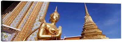 Low angle view of a statueWat Phra Kaeo, Grand Palace, Bangkok, Thailand Canvas Art Print - Castle & Palace Art