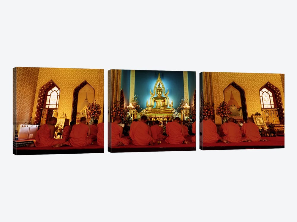 MonksBenchamapophit Wat, Bangkok, Thailand by Panoramic Images 3-piece Canvas Wall Art