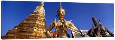 Low angle view of a statueWat Phra Kaeo, Grand Palace, Bangkok, Thailand Canvas Art Print - Famous Palaces & Residences