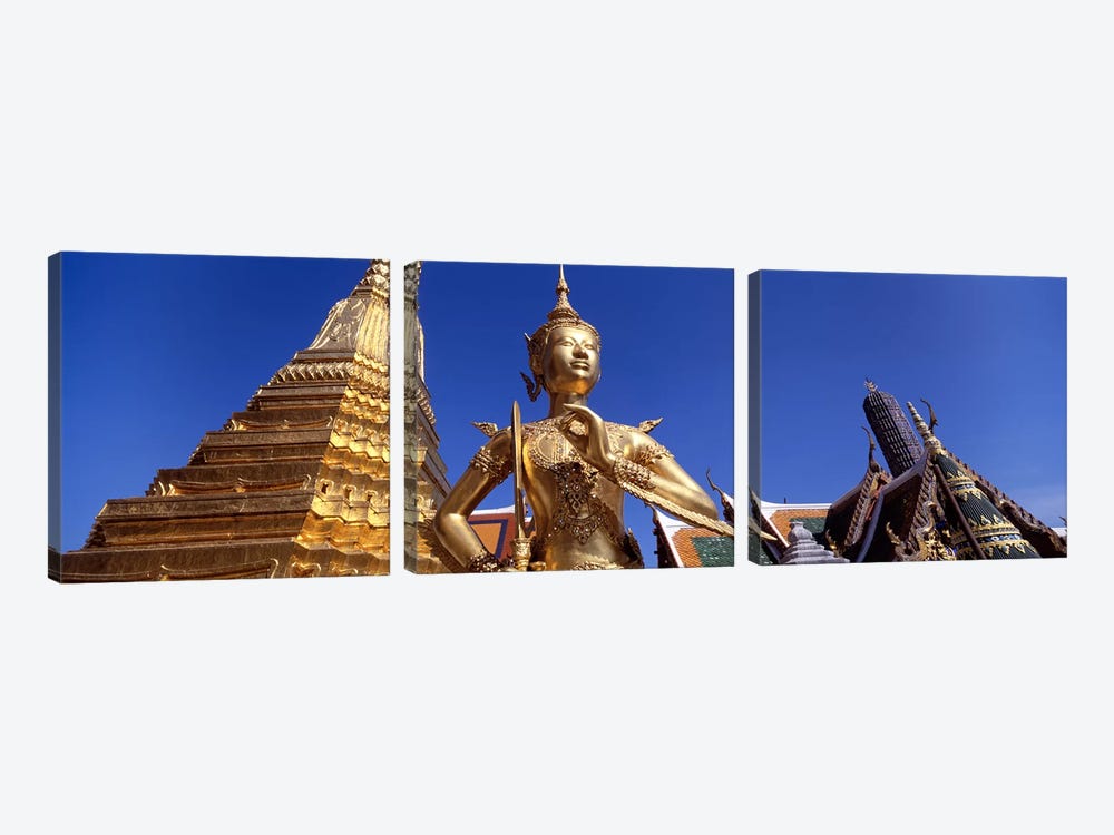 Low angle view of a statueWat Phra Kaeo, Grand Palace, Bangkok, Thailand by Panoramic Images 3-piece Canvas Print