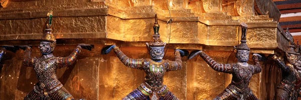 Thailand: Close-up of statues in a templeGrand palace, Bangkok, Thailand by Panoramic Images