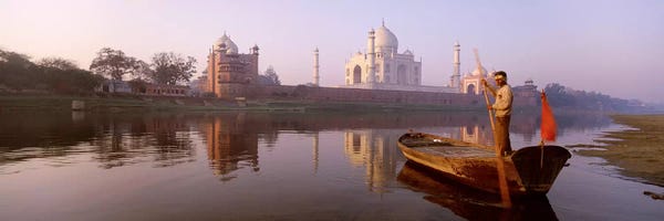 Agra: Gondolier And His Gondola, Yamuna River, Agra, Uttar Pradesh, India by Panoramic Images