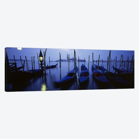 Moored Gondolas, Grand Canal, Venice, Italy Canvas Print #PIM4360} by Panoramic Images Canvas Artwork