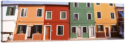 Richly Colored Buildings, Burano, Venetian Lagoon, Italy Canvas Art Print - Burano