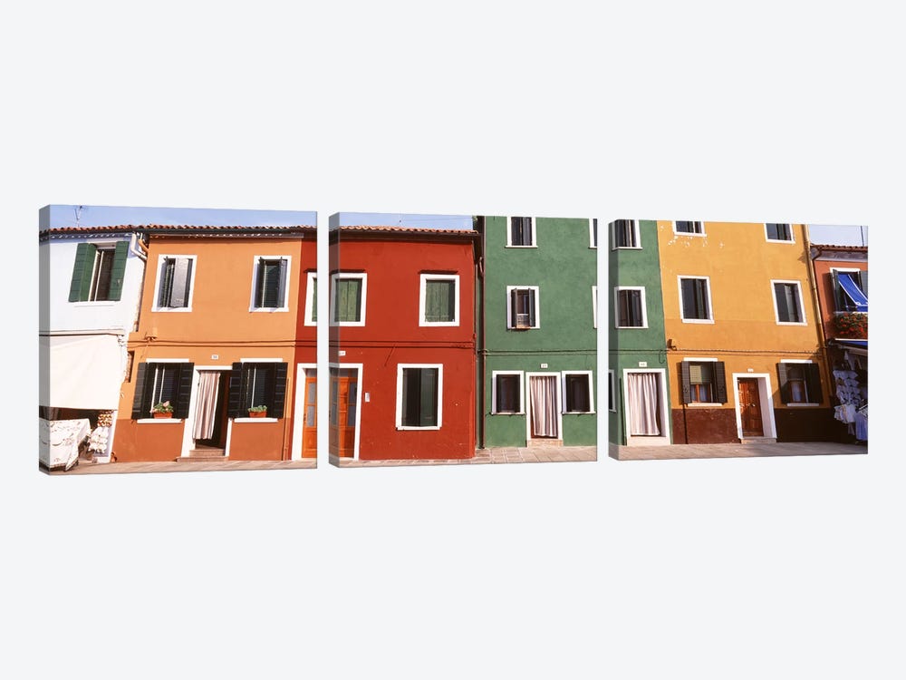 Richly Colored Buildings, Burano, Venetian Lagoon, Italy by Panoramic Images 3-piece Art Print