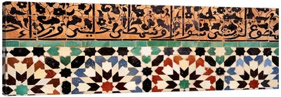Close-up of design on a wall, Ben Youssef Medrassa, Marrakesh, Morocco Canvas Art Print - Moroccan Patterns