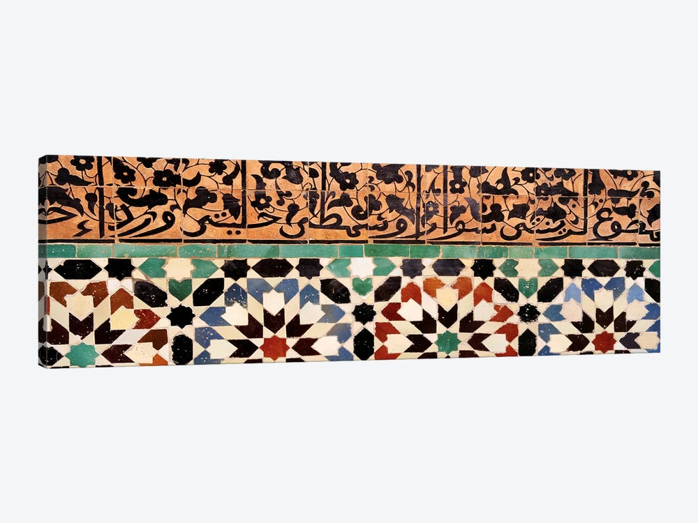 Close-up of design on a wall, Ben Youssef Medrassa, Marrakesh, Morocco by Panoramic Images 1-piece Canvas Wall Art