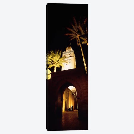 Low angle view of a mosque lit up at night, Koutoubia Mosque, Marrakesh, Morocco Canvas Print #PIM4381} by Panoramic Images Canvas Art