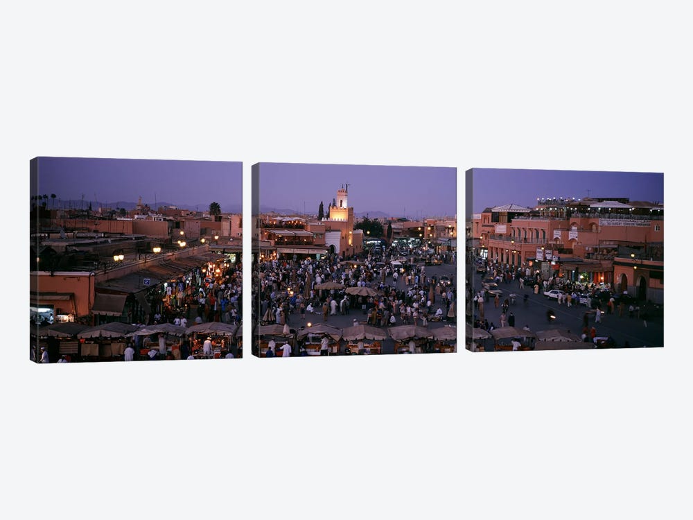 Jamaa el Fna At Night, Marrakech, Morocco by Panoramic Images 3-piece Canvas Wall Art