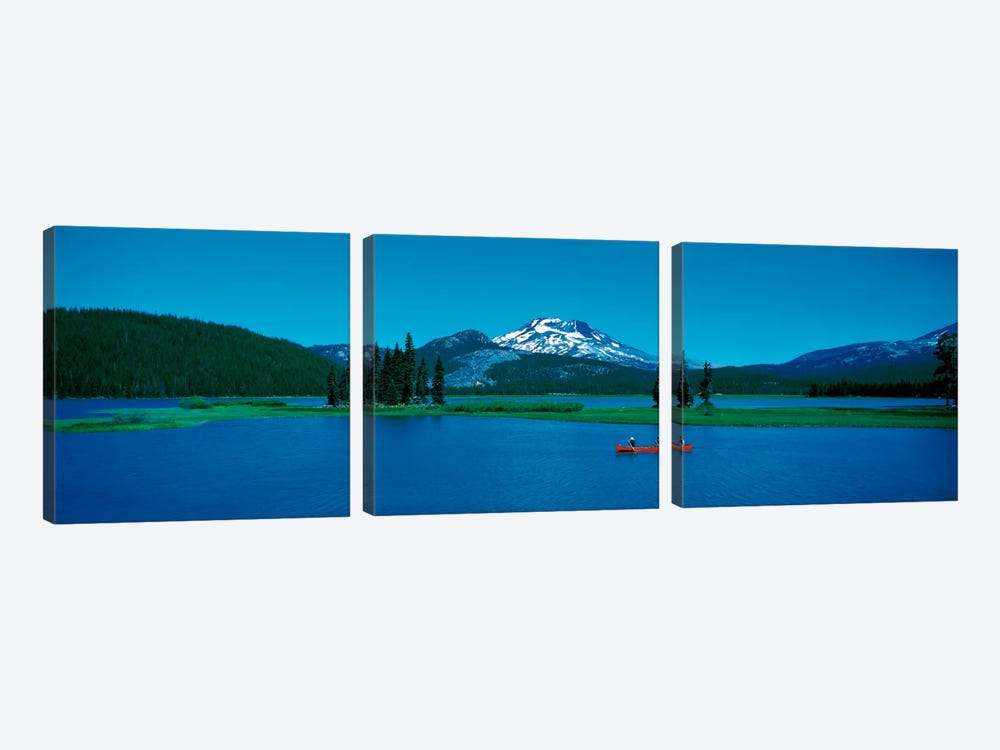 South Sister canoeing Sparks Lake OR USA by Panoramic Images 3-piece Canvas Artwork