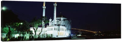 Mosque at the waterfront near a bridge, Ortakoy Mosque, Bosphorus Bridge, Istanbul, Turkey Canvas Art Print - Famous Places of Worship