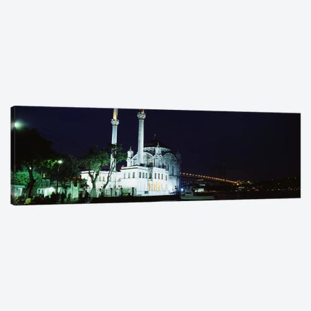 Mosque at the waterfront near a bridge, Ortakoy Mosque, Bosphorus Bridge, Istanbul, Turkey Canvas Print #PIM4396} by Panoramic Images Canvas Wall Art