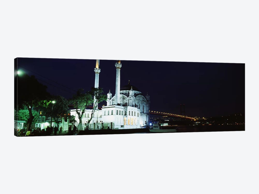 Mosque at the waterfront near a bridge, Ortakoy Mosque, Bosphorus Bridge, Istanbul, Turkey by Panoramic Images 1-piece Art Print