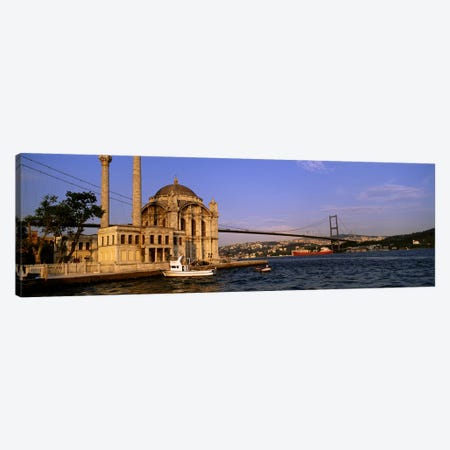 Mosque at the waterfront near a bridge, Ortakoy Mosque, Bosphorus Bridge, Istanbul, Turkey #2 Canvas Print #PIM4397} by Panoramic Images Canvas Wall Art