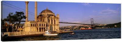 Mosque at the waterfront near a bridge, Ortakoy Mosque, Bosphorus Bridge, Istanbul, Turkey #2 Canvas Art Print