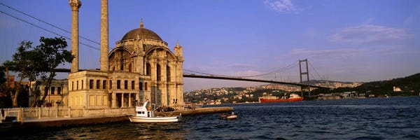Domes: Mosque at the waterfront near a bridge, Ortakoy Mosque, Bosphorus Bridge, Istanbul, Turkey #2 by Panoramic Images