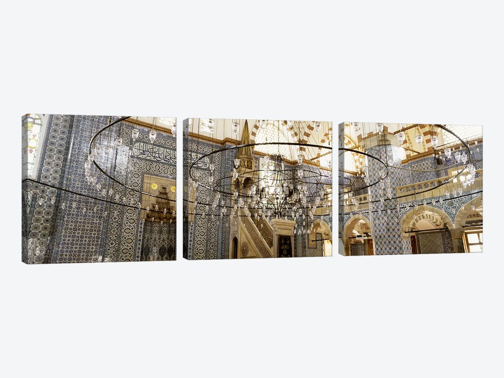 Interiors of a mosque, Rustem Pasa Mosque, Istanbul, Turkey by Panoramic Images 3-piece Canvas Artwork