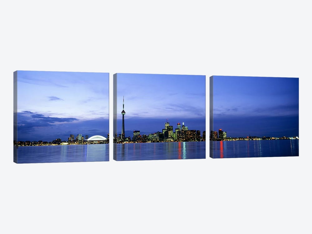 Downtown Skyline At Dusk, Toronto, Ontario, Canada by Panoramic Images 3-piece Canvas Wall Art