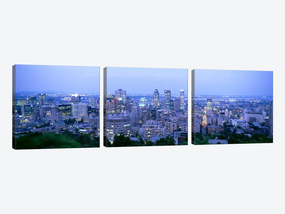 Downtown Skyline At Dusk, Montreal, Quebec, Canada by Panoramic Images 3-piece Art Print
