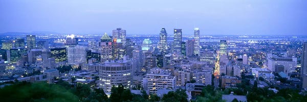Canada: Downtown Skyline At Dusk, Montreal, Quebec, Canada by Panoramic Images