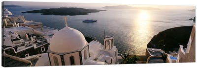 High angle view of buildings in a city, Santorini, Cyclades Islands, Greece Canvas Art Print - Dome Art