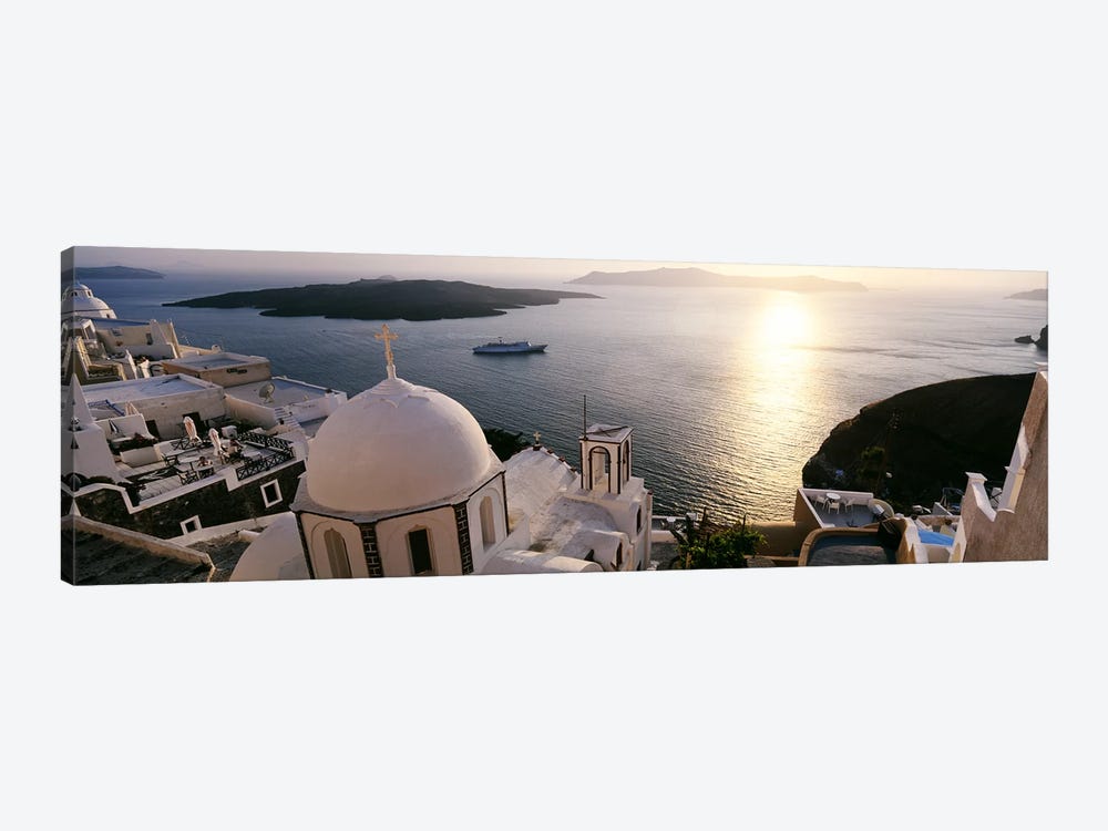 High angle view of buildings in a city, Santorini, Cyclades Islands, Greece by Panoramic Images 1-piece Canvas Print