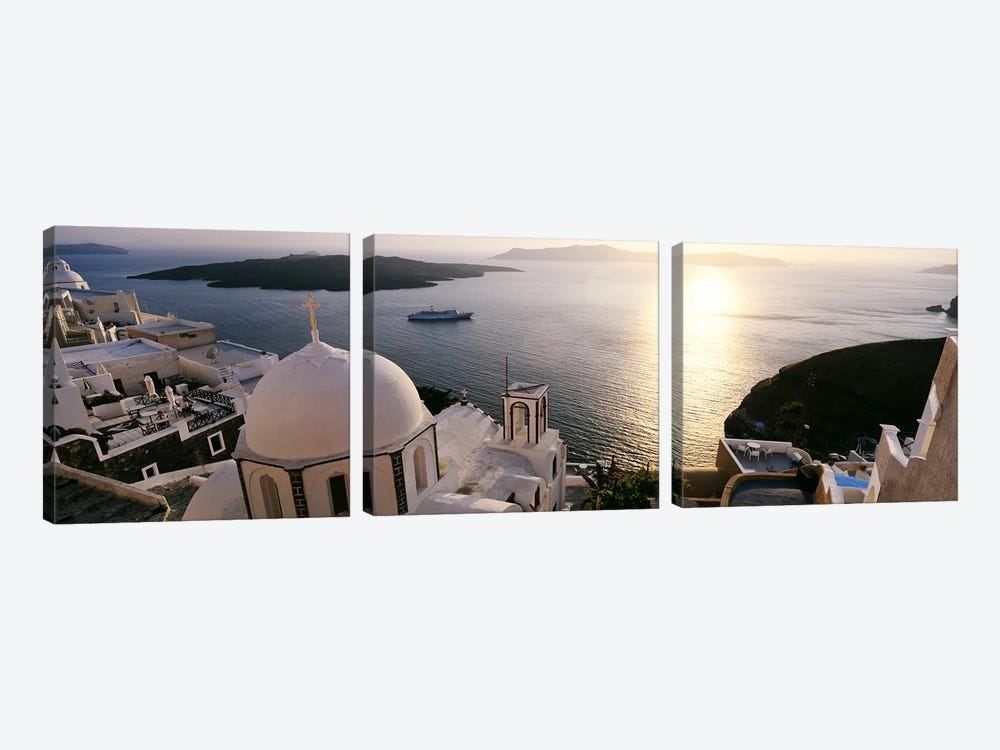 High angle view of buildings in a city, Santorini, Cyclades Islands, Greece by Panoramic Images 3-piece Canvas Print