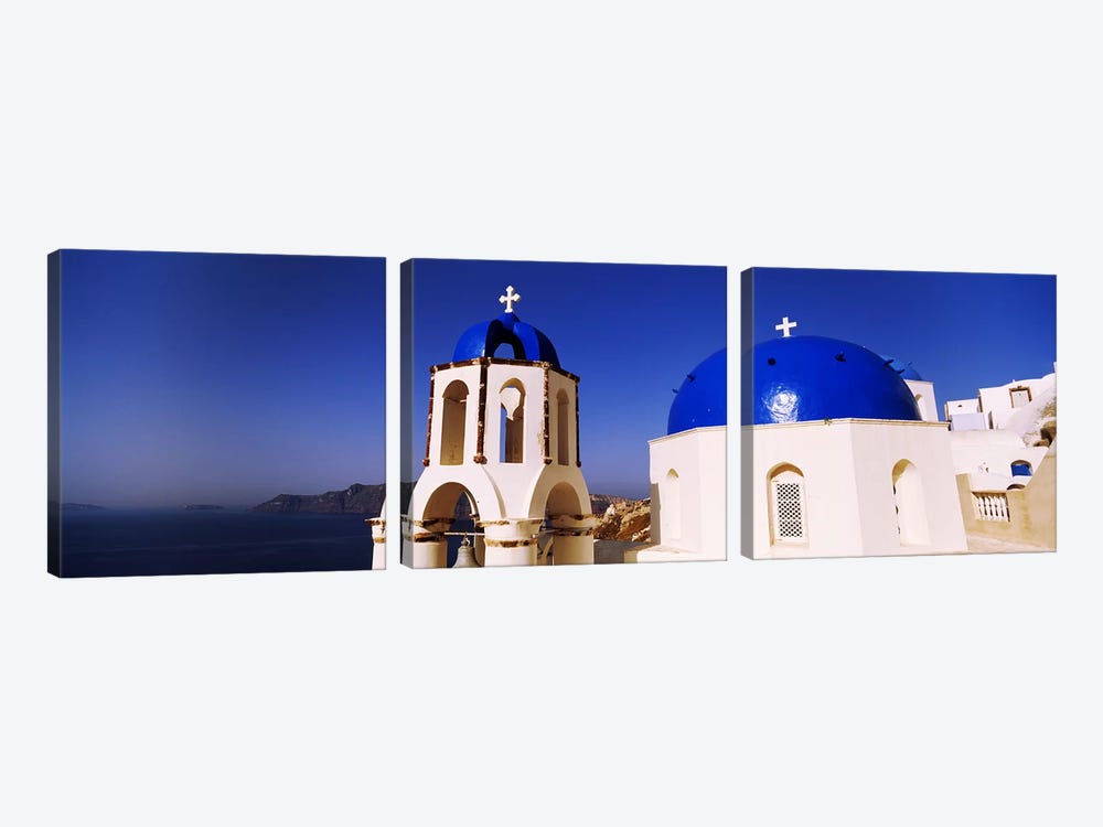 Church with sea in the background, Santorini, Cyclades Islands, Greece by Panoramic Images 3-piece Canvas Wall Art