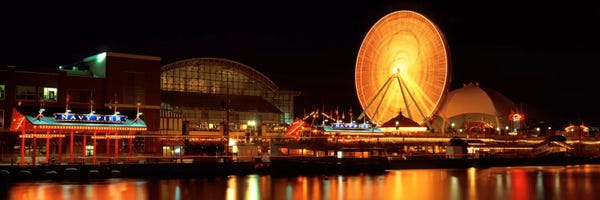Illinois: Night Navy Pier Chicago IL USA by Panoramic Images